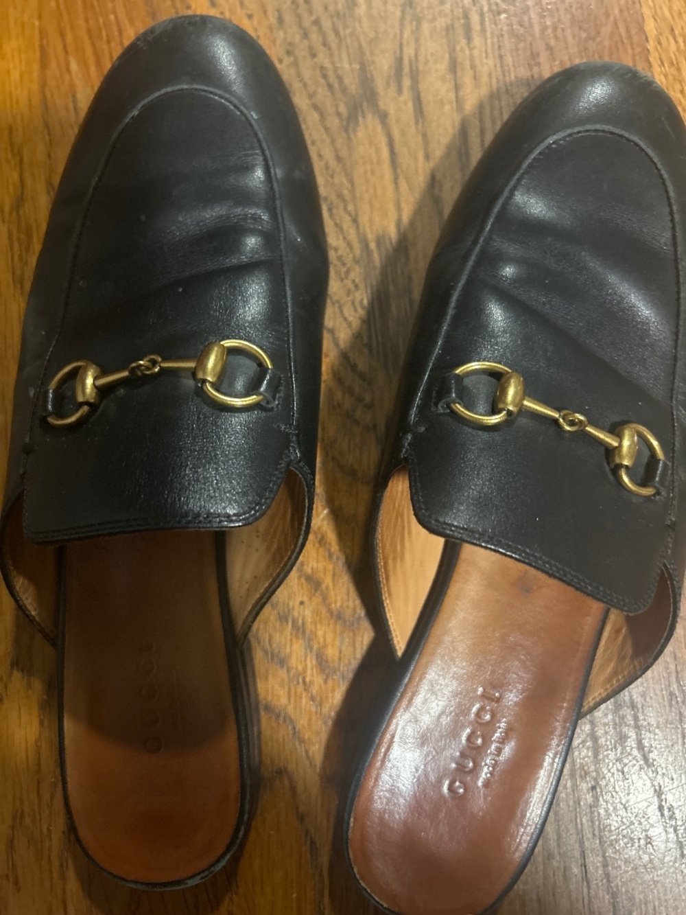 Gucci Princetown Horsebit Leather Loafers Black Size 37 Authentic